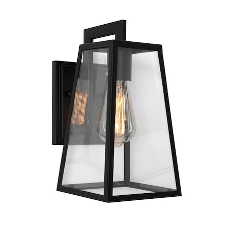 Afx Joplin 12'' Outdoor Sconce, Clear Glass Shade, Black Finish JOPW0712MBBK